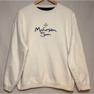 Mohegan Sun Casino Vintage Embroidered Sweatshirt Cream Mens Large